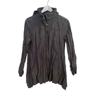 Eileen Fisher Women Convertible Jacket Size XS Grey Hooded Organic Cotton